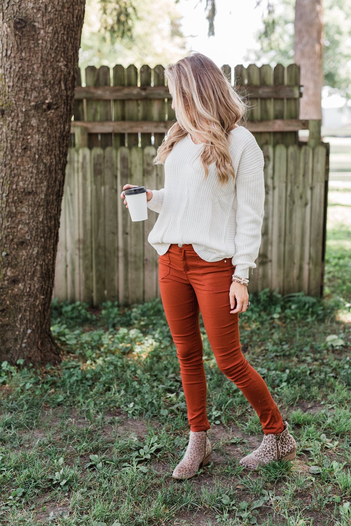 Xoxo Open Back Twist Sweater- Ivory