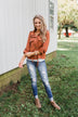 One Thing Right Lightweight Zip Up Jacket- Rust