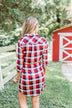 Working It Flannel Button Dress- Red & Blue