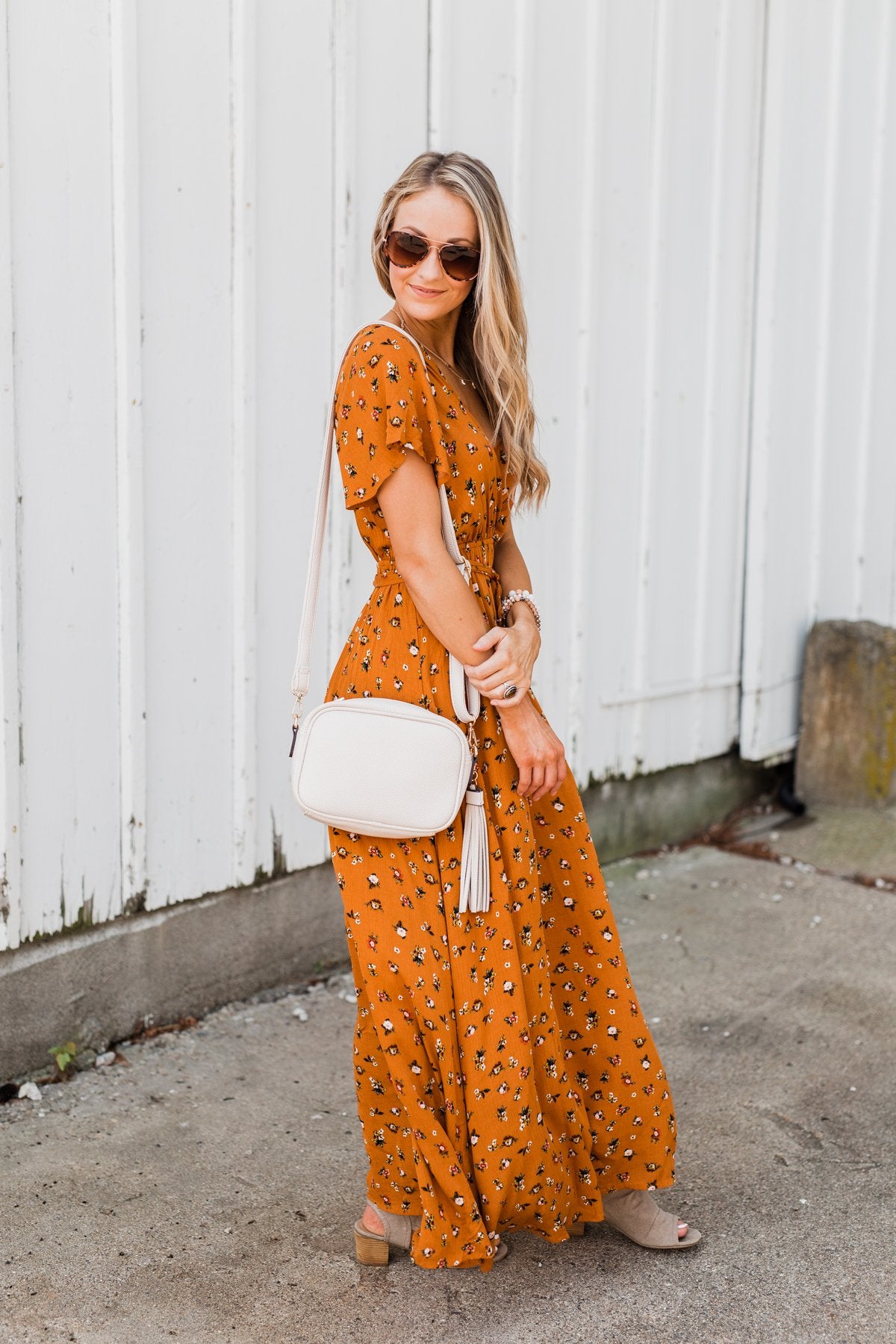 Can t Help But Stare Floral Maxi Dress Burnt Orange The Pulse Boutique