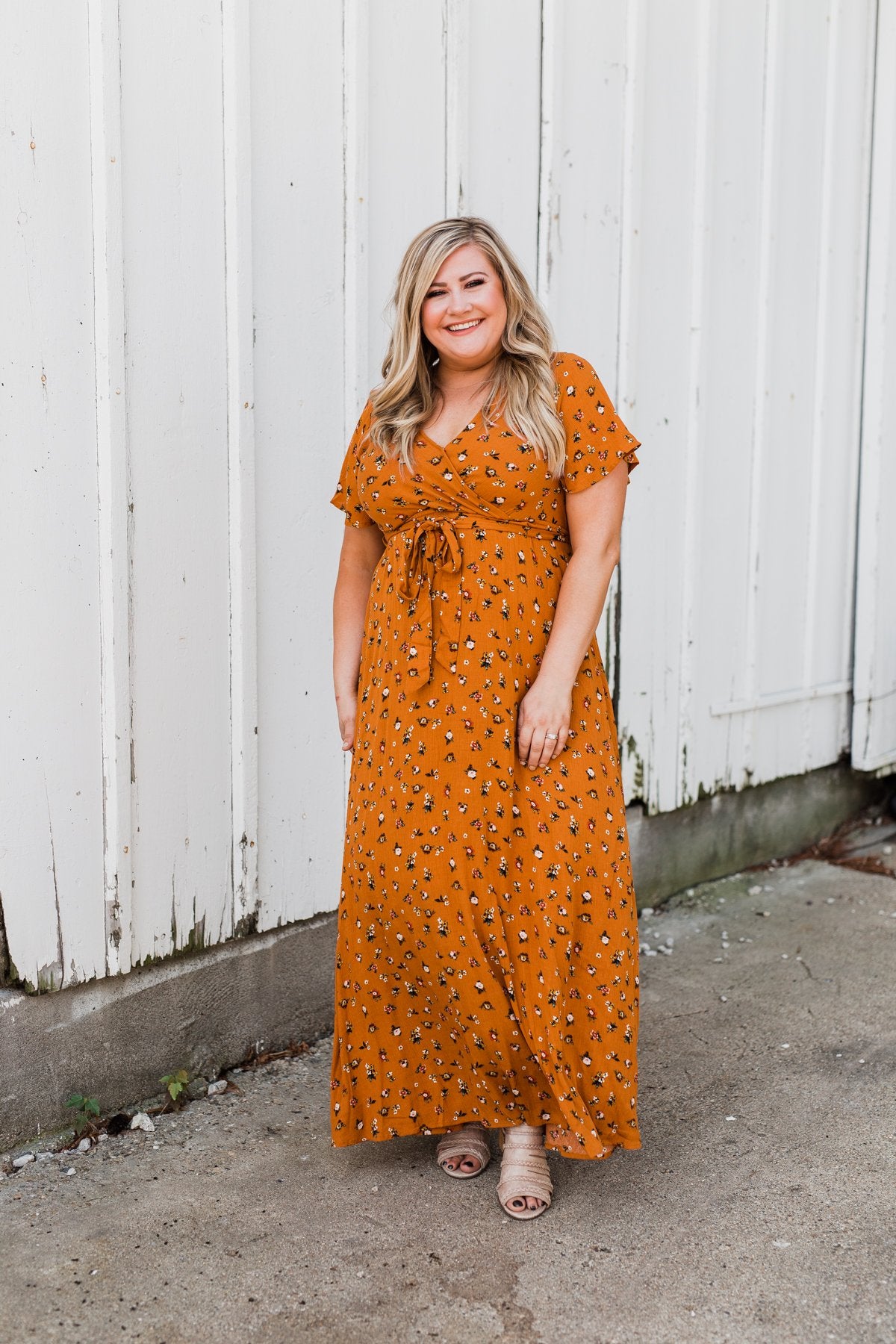 Can't Help But Stare Floral Maxi Dress- Burnt Orange Can't Help But Stare Floral Maxi Dress- Burnt Orange