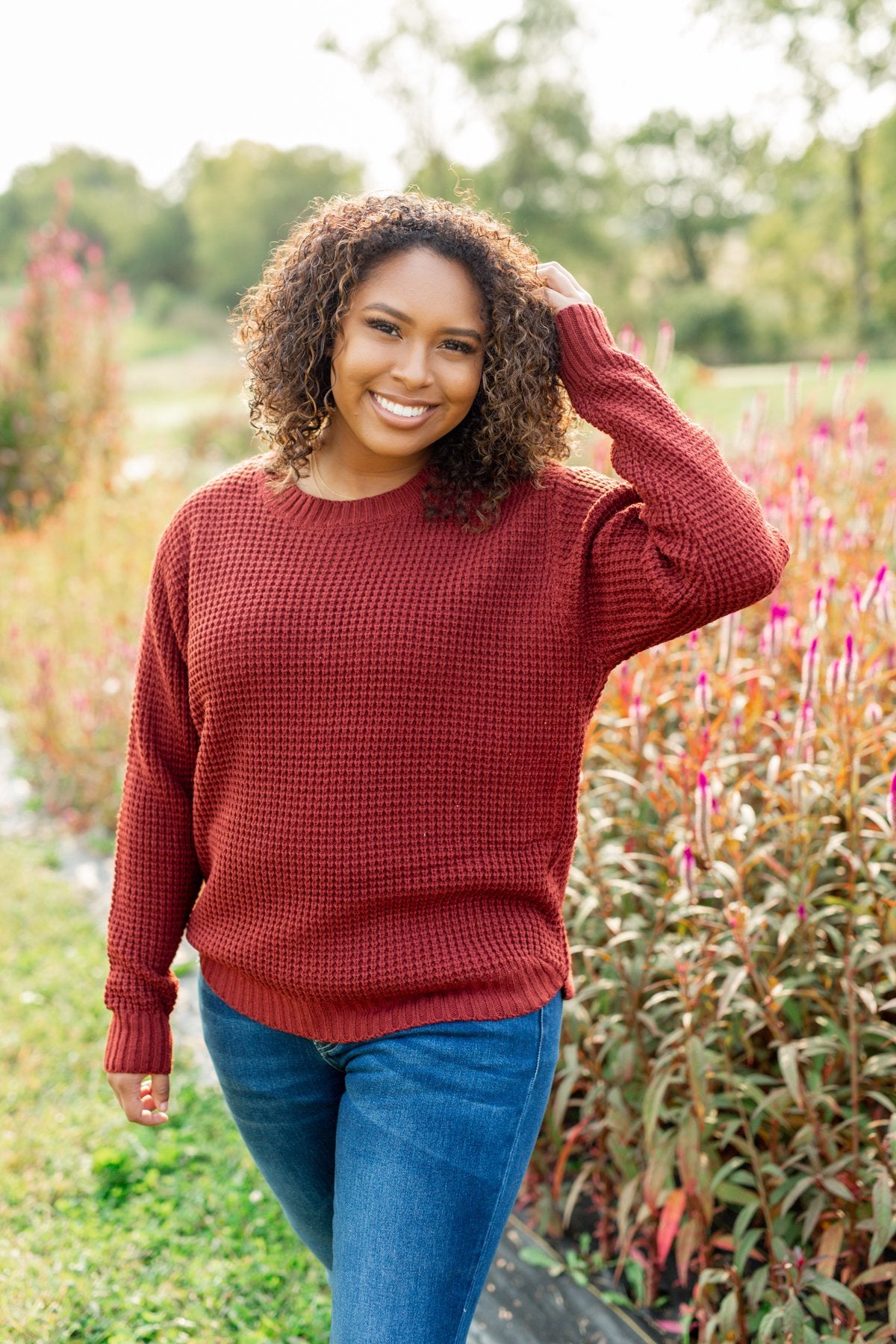 First Look Thick Knit Sweater- Deep Brick