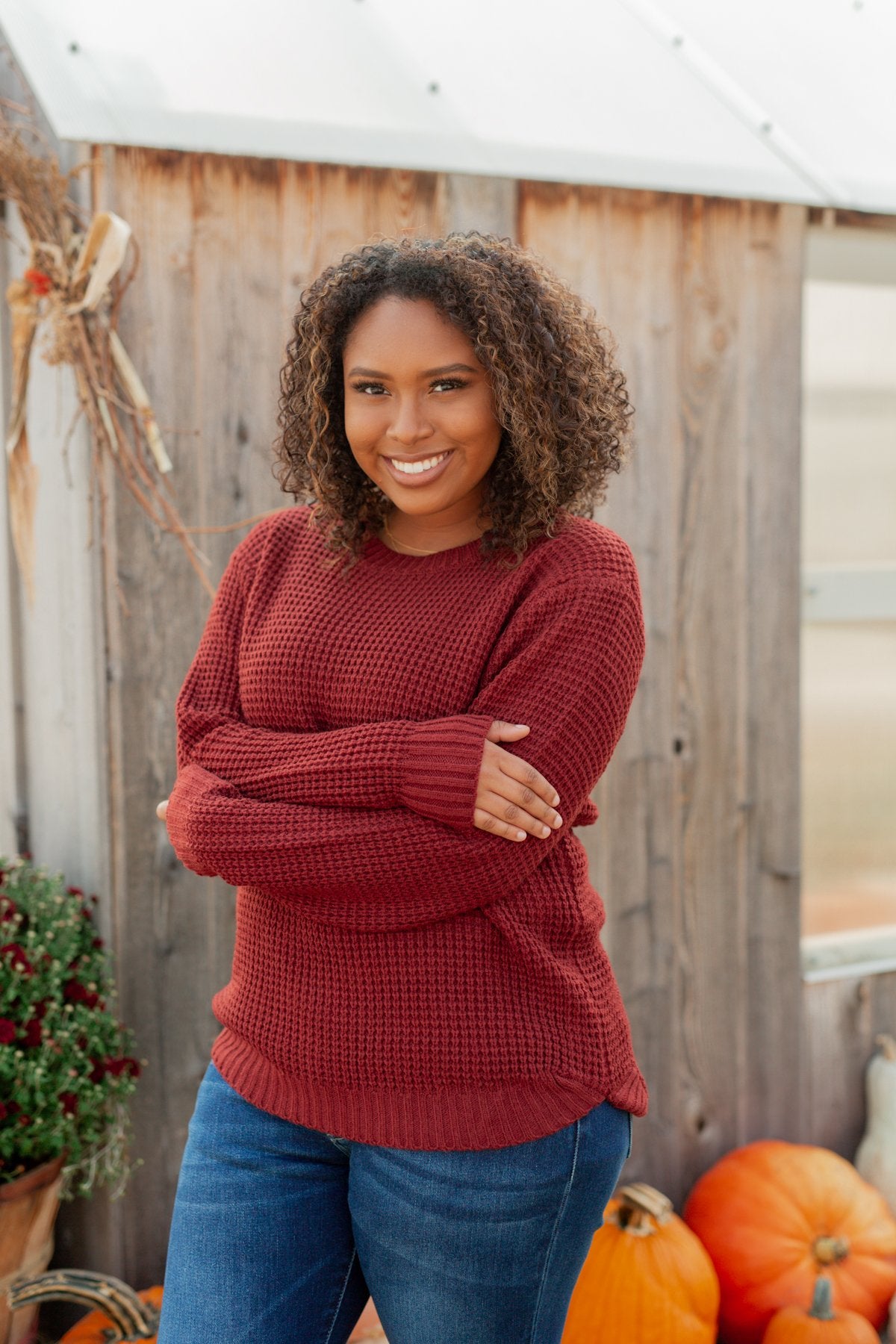 First Look Thick Knit Sweater- Deep Brick