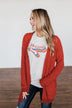 Stealing Glances Popcorn Knit Cardigan- Vintage Red