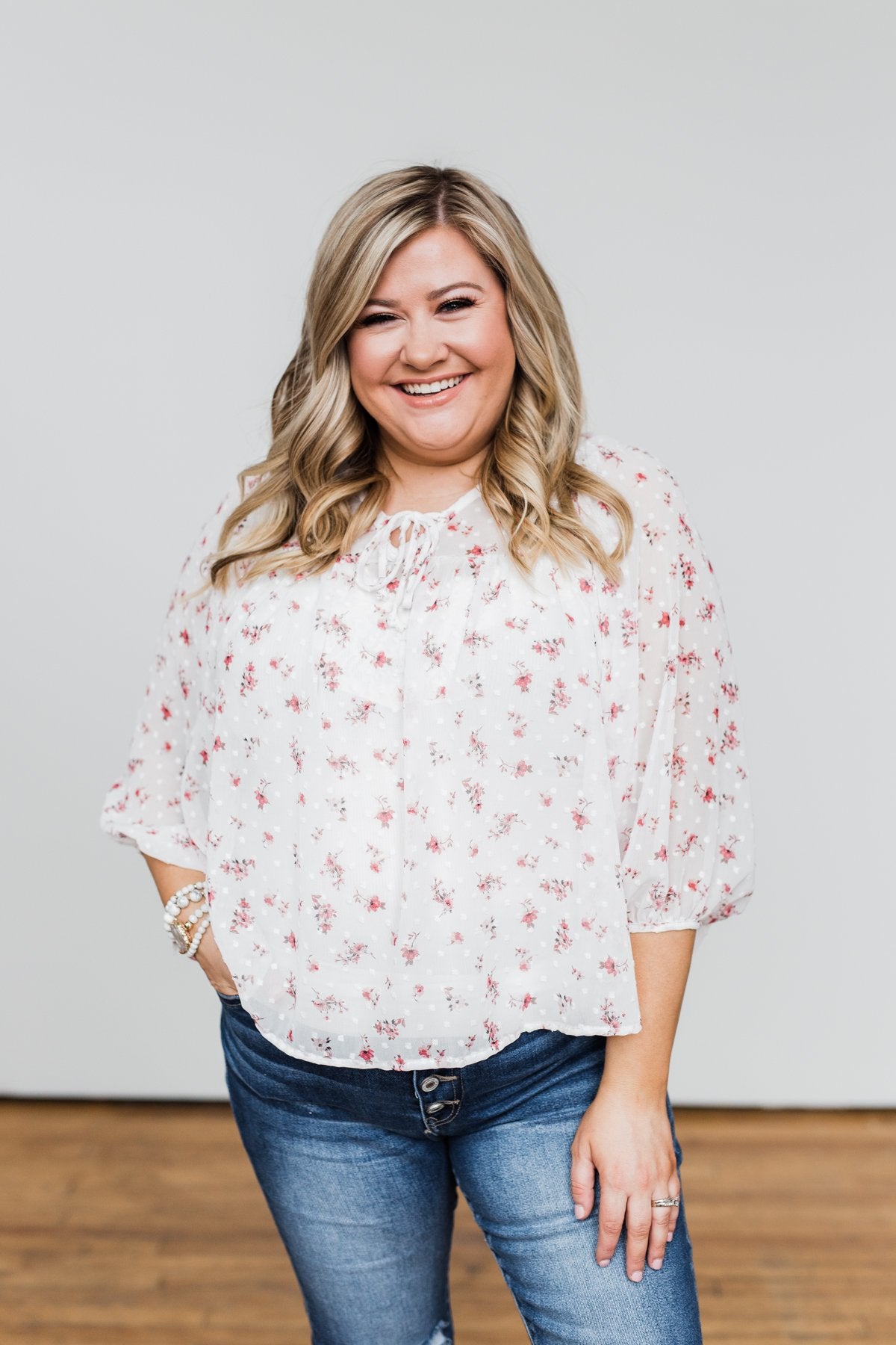 Love At First Sight Floral Blouse- Ivory