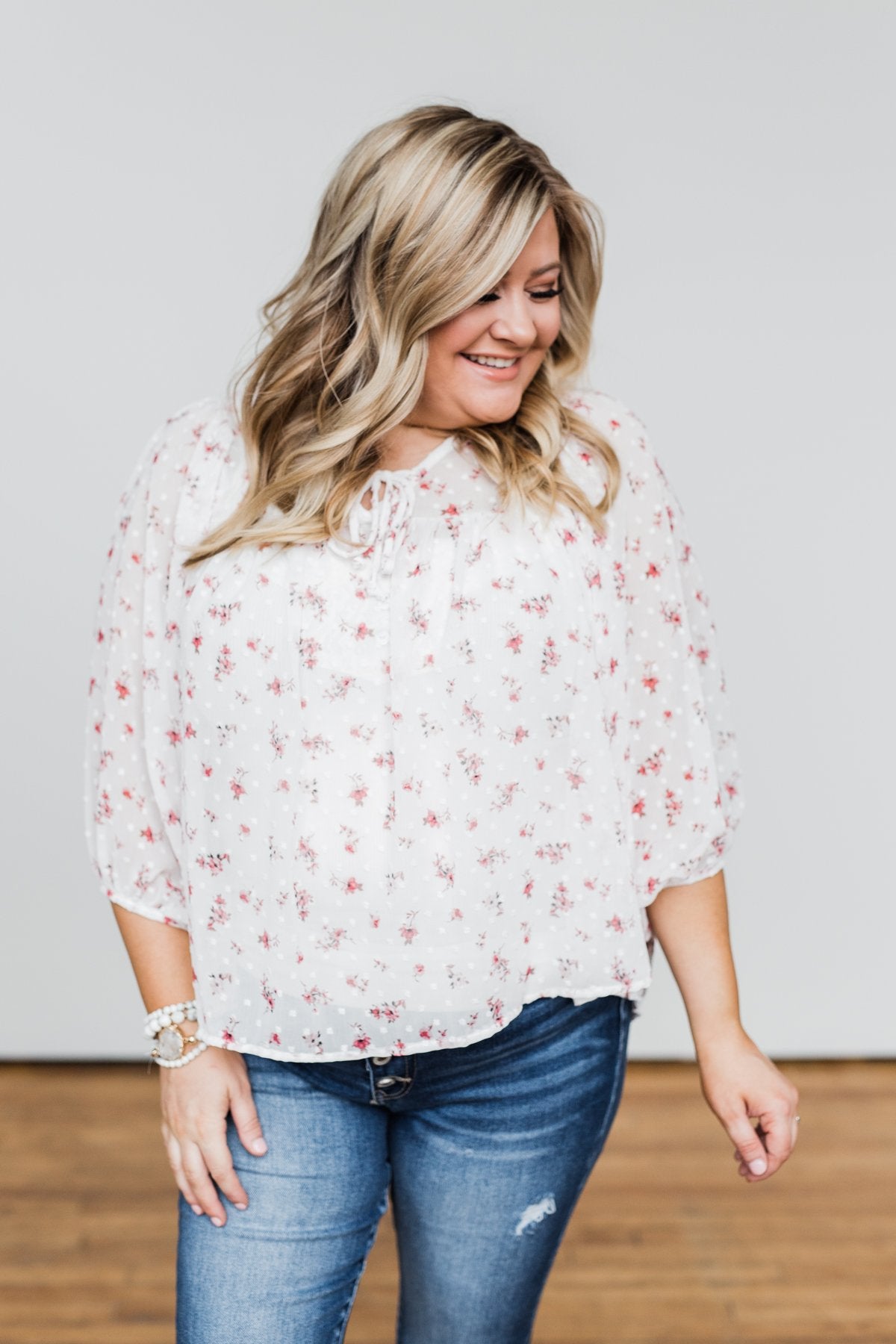 Love At First Sight Floral Blouse- Ivory