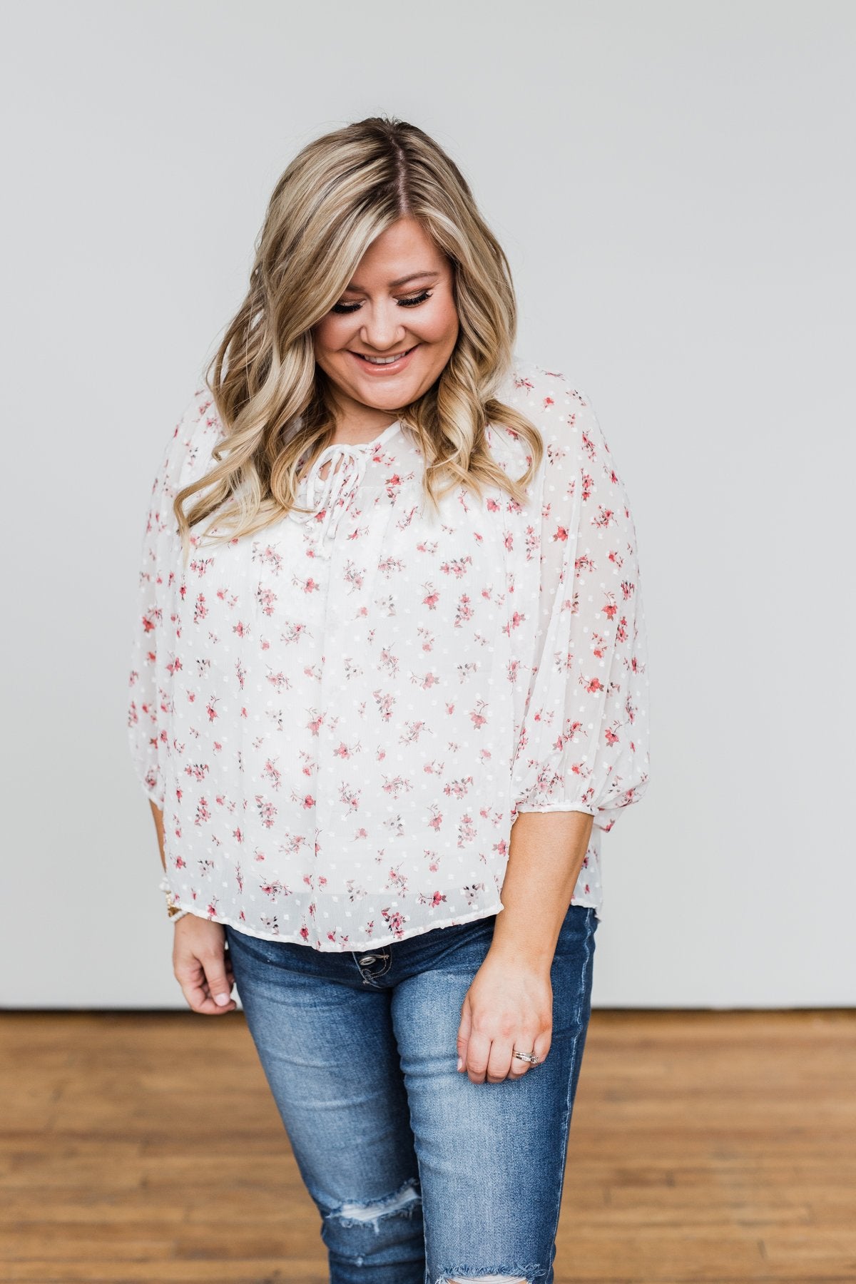 Love At First Sight Floral Blouse- Ivory