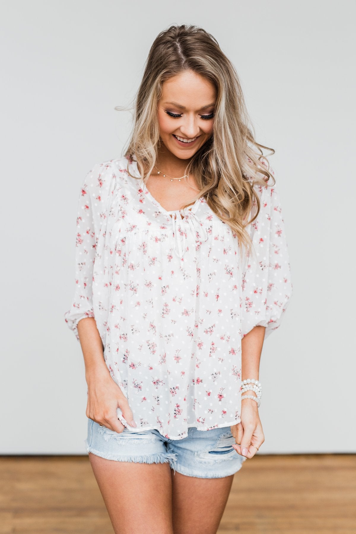 Love At First Sight Floral Blouse- Ivory