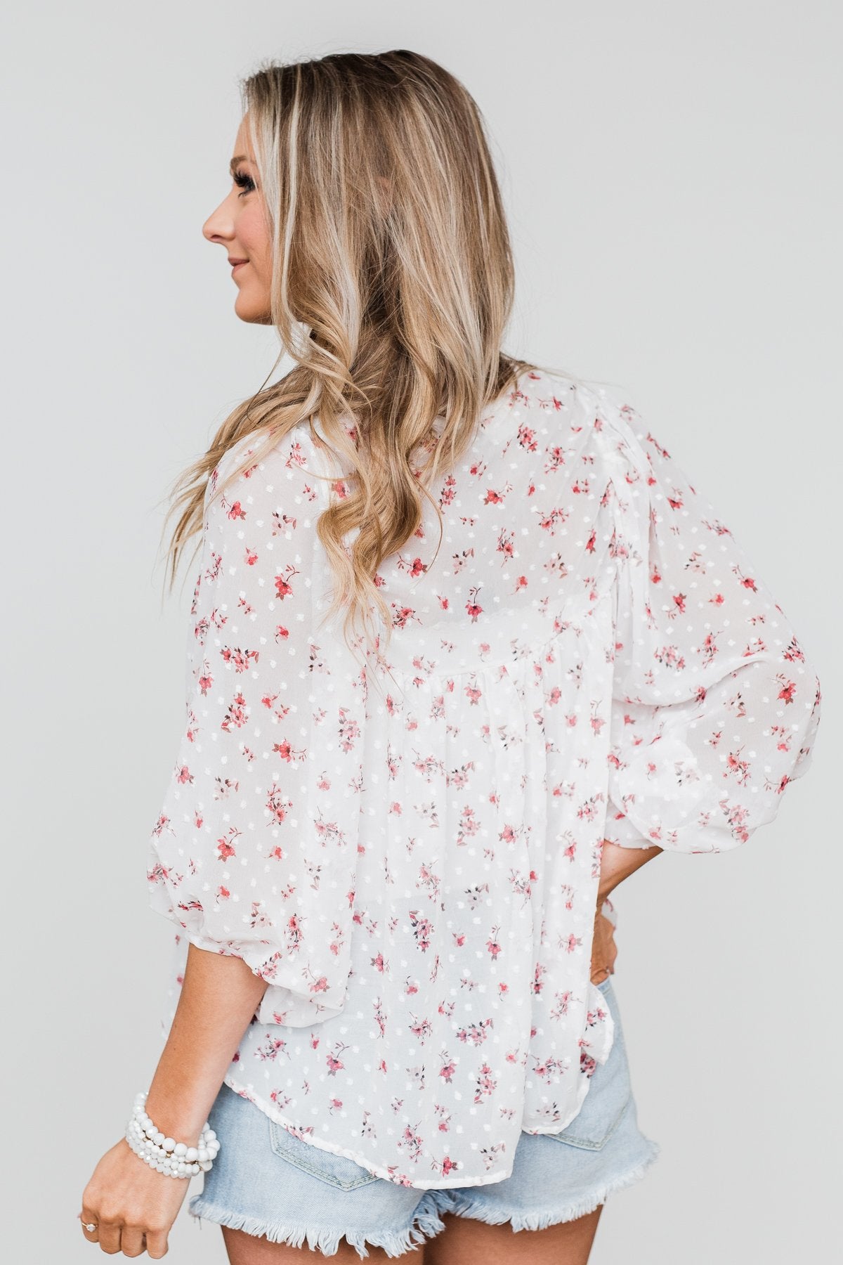 Love At First Sight Floral Blouse- Ivory