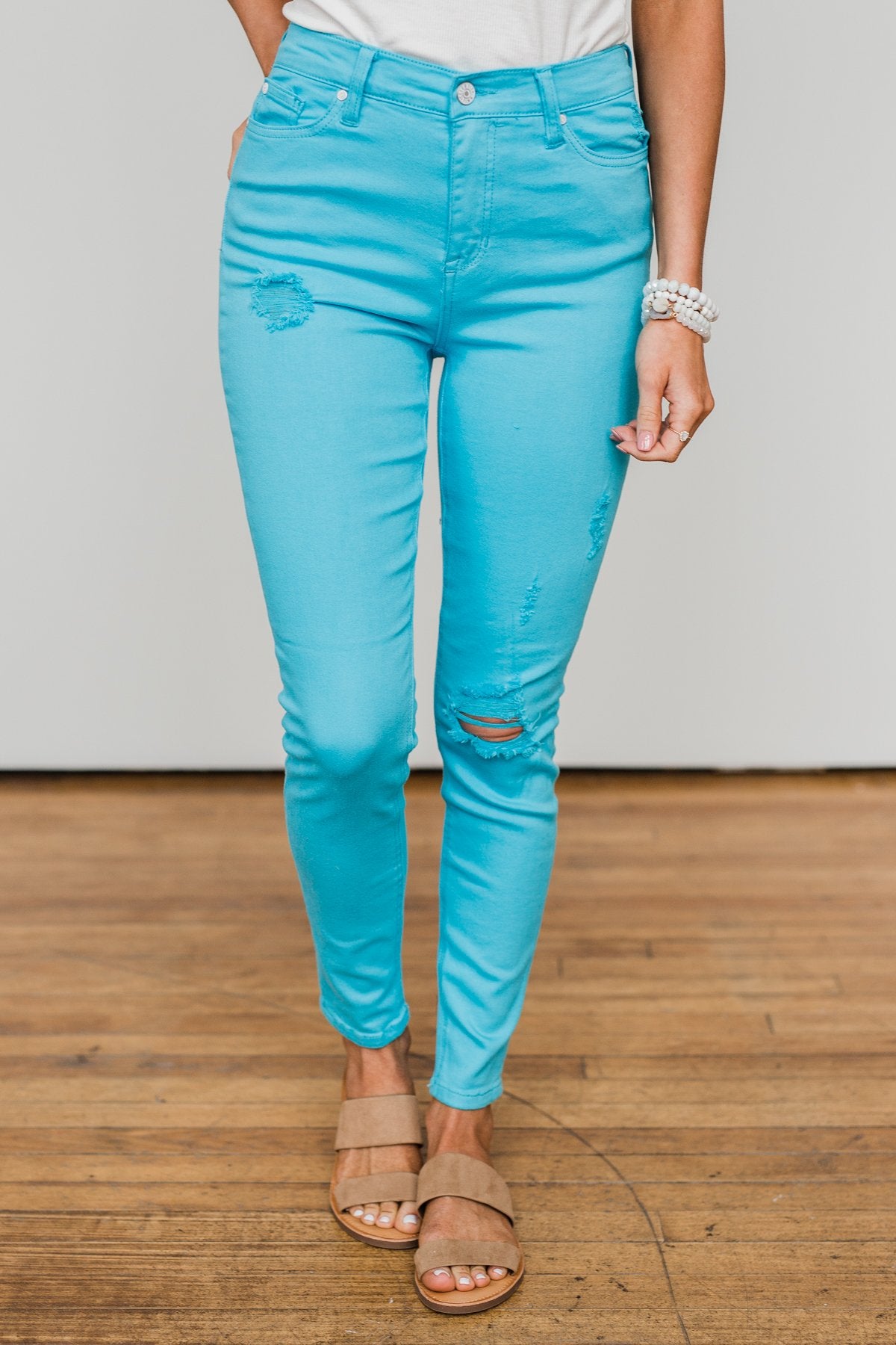 Celebrity Pink Distressed Skinny Jeans- Light Blue