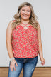 Knowing You Floral Wrap Tank Top- Coral