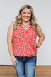 Knowing You Floral Wrap Tank Top- Coral