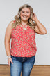 Knowing You Floral Wrap Tank Top- Coral