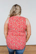 Knowing You Floral Wrap Tank Top- Coral