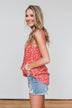 Knowing You Floral Wrap Tank Top- Coral