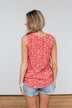 Knowing You Floral Wrap Tank Top- Coral