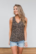 Just Passing Through Leopard Tank Top- Black & Brown