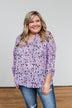 Calling Out To You Printed Blouse- Purple