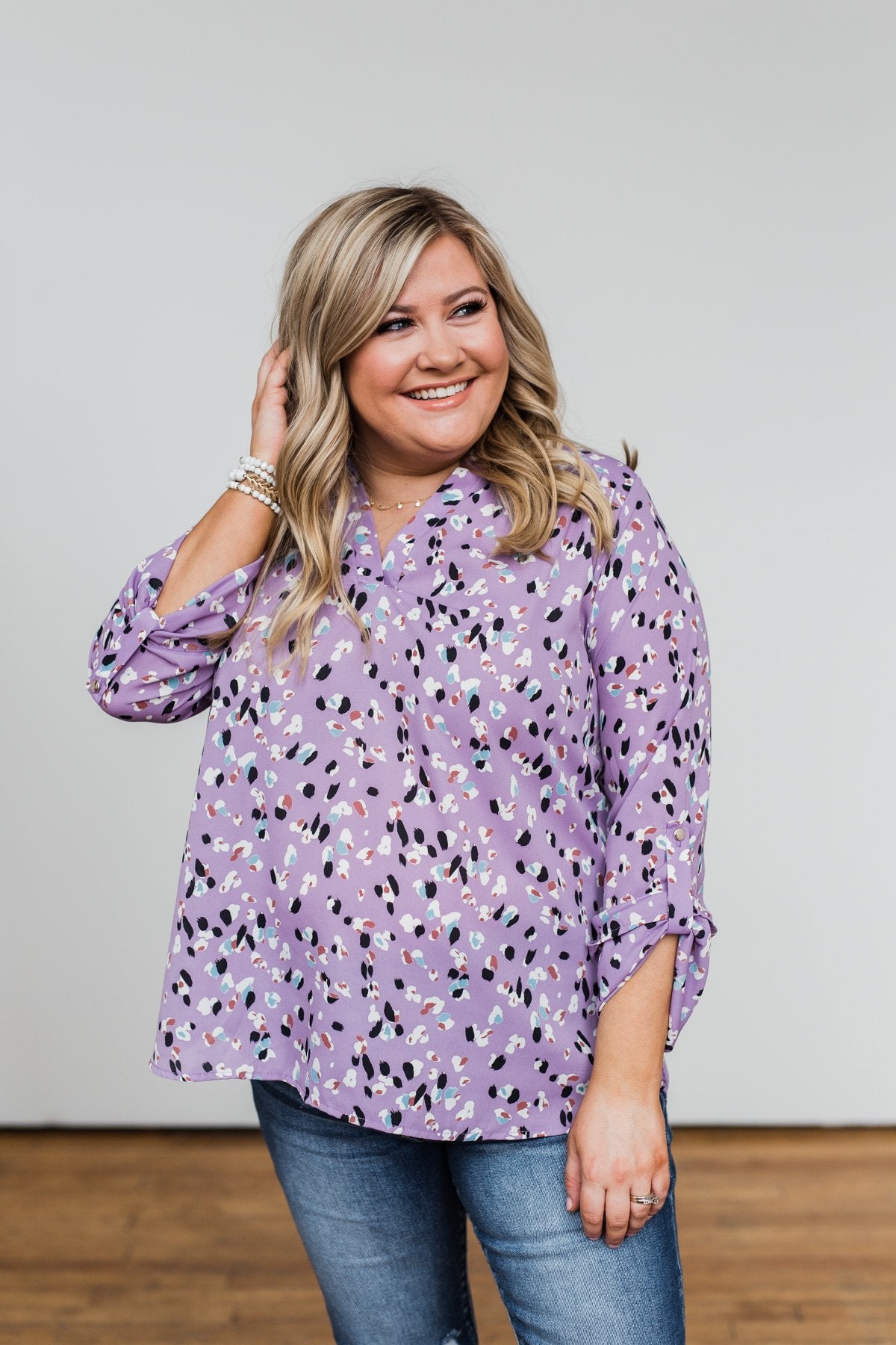 Calling Out To You Printed Blouse- Purple
