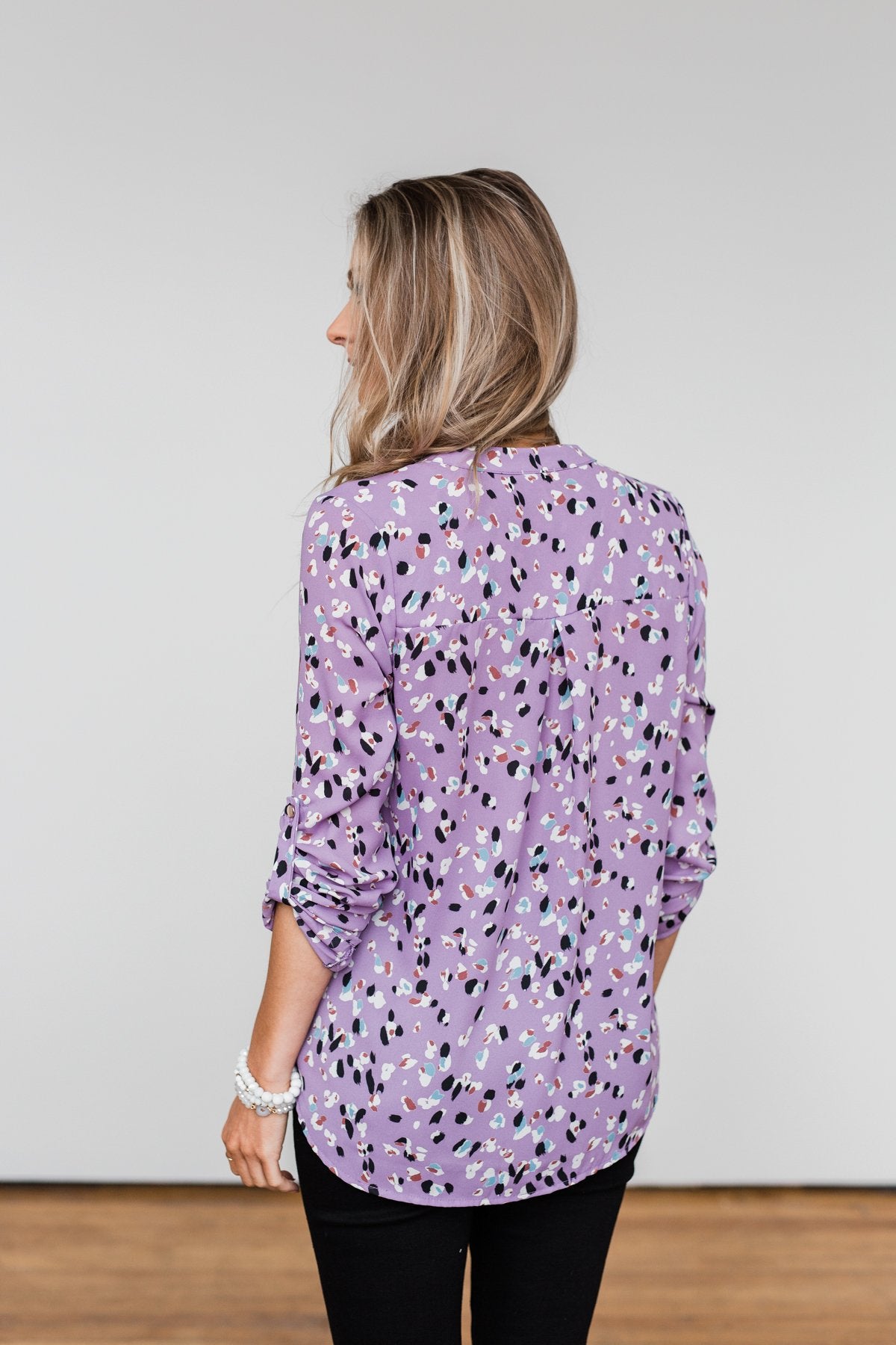 Calling Out To You Printed Blouse- Purple
