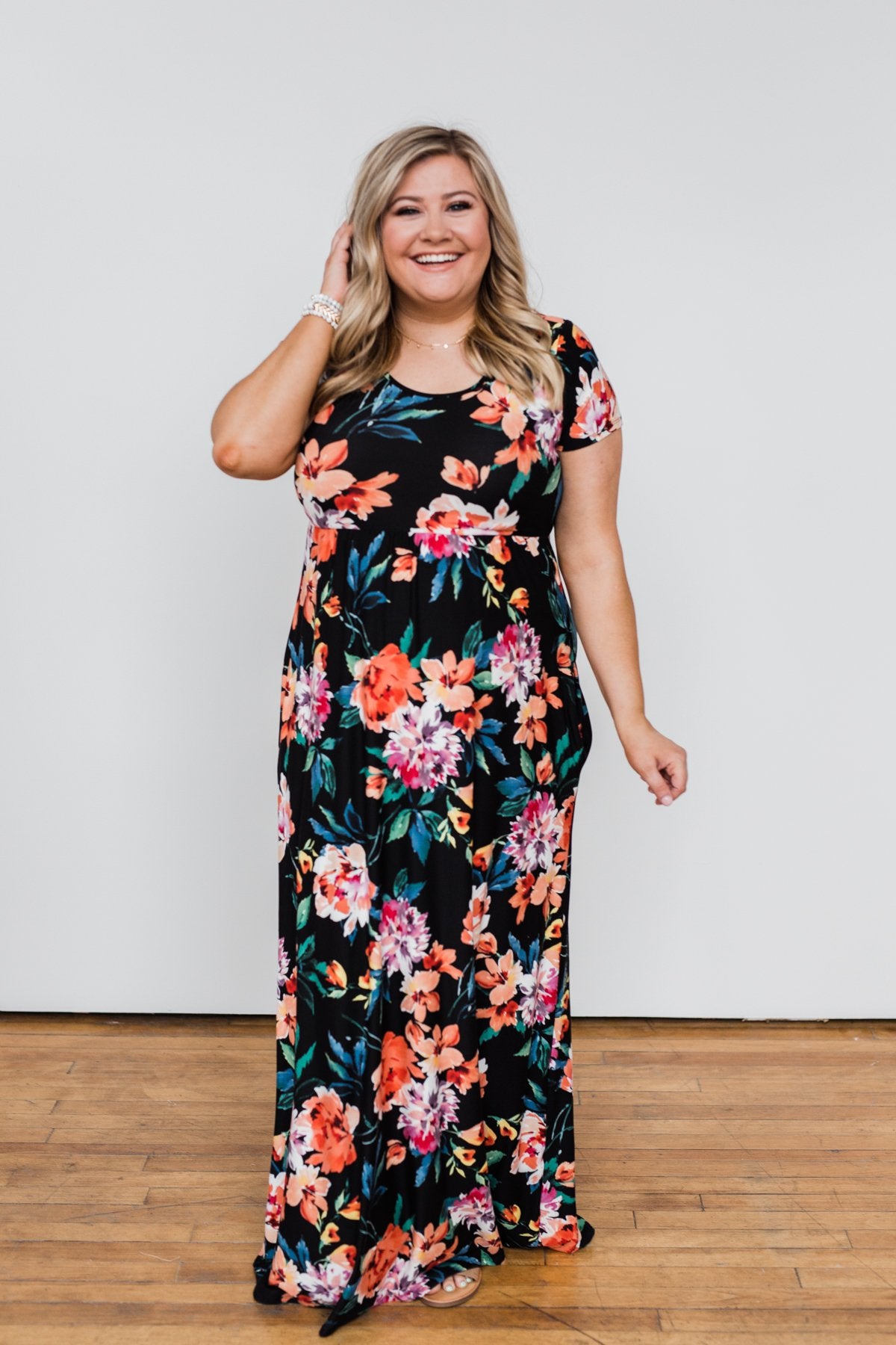 Alright By Me Floral Maxi Dress- Black