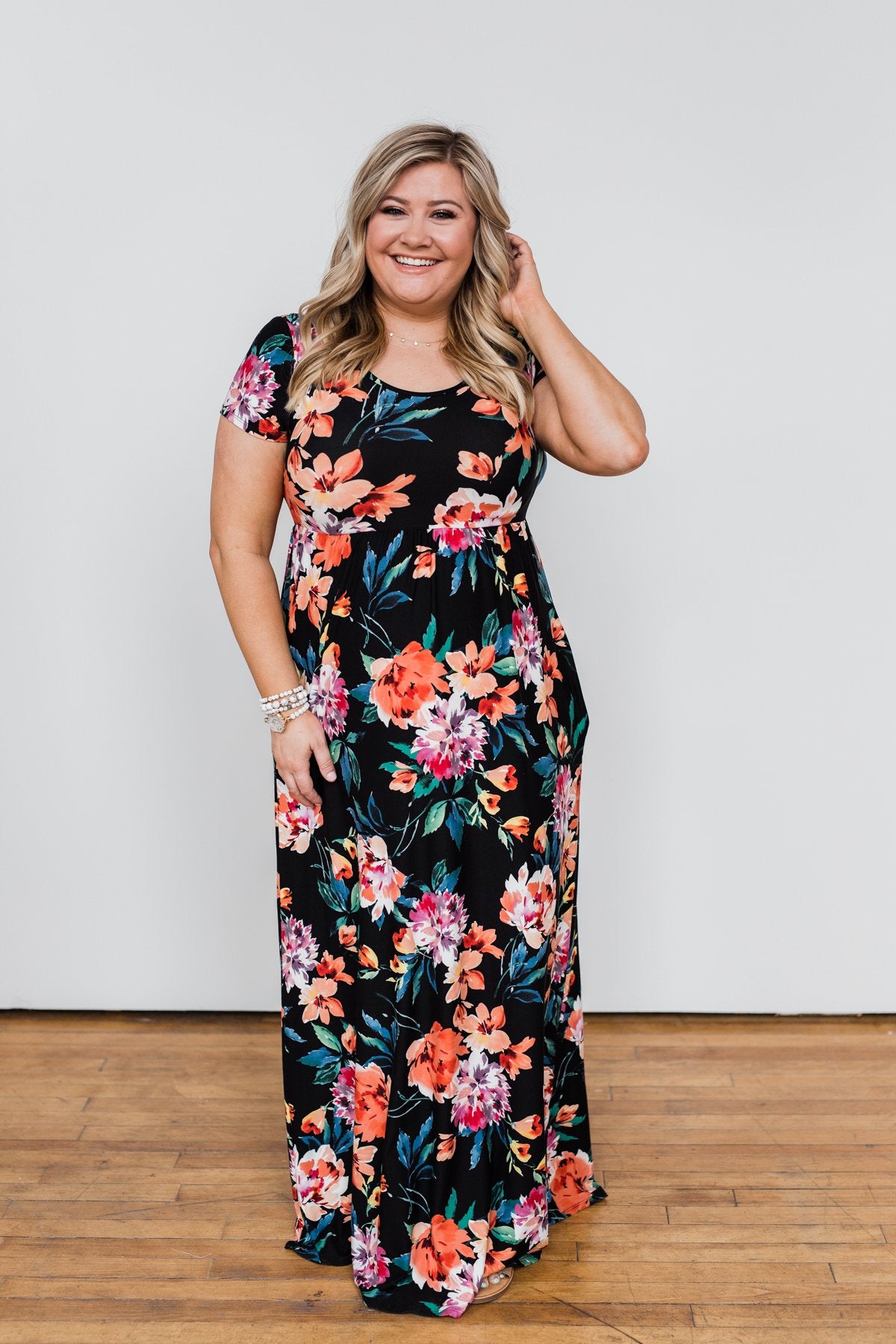 Alright By Me Floral Maxi Dress- Black