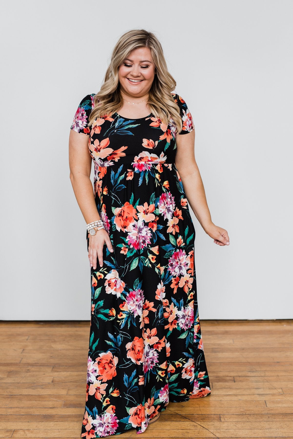 Alright By Me Floral Maxi Dress- Black
