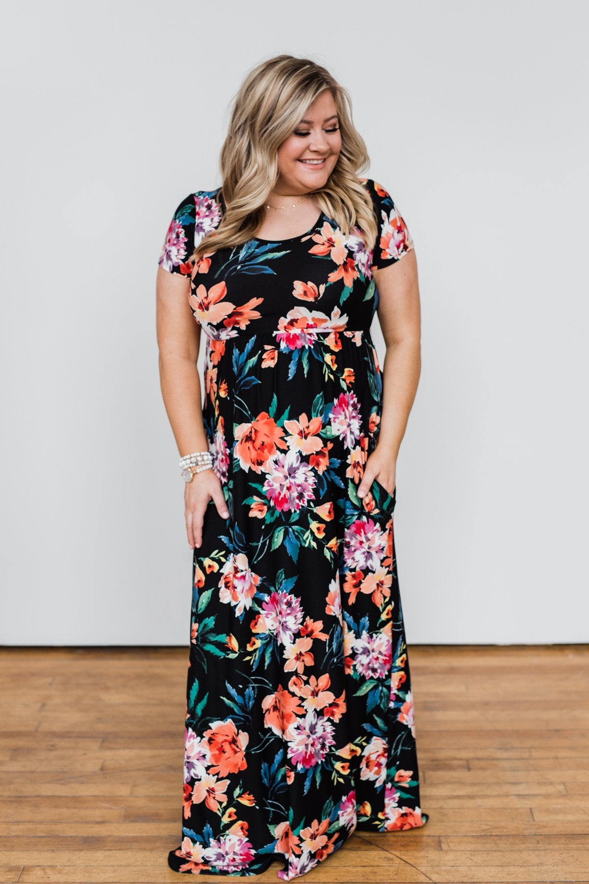 Alright By Me Floral Maxi Dress- Black