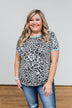 Take My Breath Away Leopard Top- Grey & Mint Blue