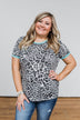 Take My Breath Away Leopard Top- Grey & Mint Blue