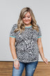 Take My Breath Away Leopard Top- Grey & Mint Blue