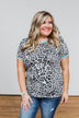 Take My Breath Away Leopard Top- Grey & Mint Blue
