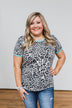 Take My Breath Away Leopard Top- Grey & Mint Blue