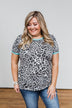 Take My Breath Away Leopard Top- Grey & Mint Blue