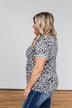 Take My Breath Away Leopard Top- Grey & Mint Blue