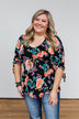 Day Dreaming Floral Cinched Top- Black