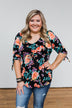 Day Dreaming Floral Cinched Top- Black