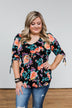 Day Dreaming Floral Cinched Top- Black