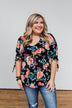 Day Dreaming Floral Cinched Top- Black