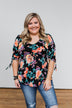 Day Dreaming Floral Cinched Top- Black