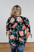 Day Dreaming Floral Cinched Top- Black