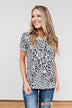 Take My Breath Away Leopard Top- Grey & Mint Blue