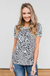 Take My Breath Away Leopard Top- Grey & Mint Blue