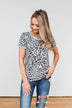 Take My Breath Away Leopard Top- Grey & Mint Blue