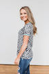 Take My Breath Away Leopard Top- Grey & Mint Blue