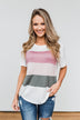Day By Day Color Block Top- Mauve & Olive