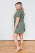 Adventure Awaits Half-Zip Romper- Olive