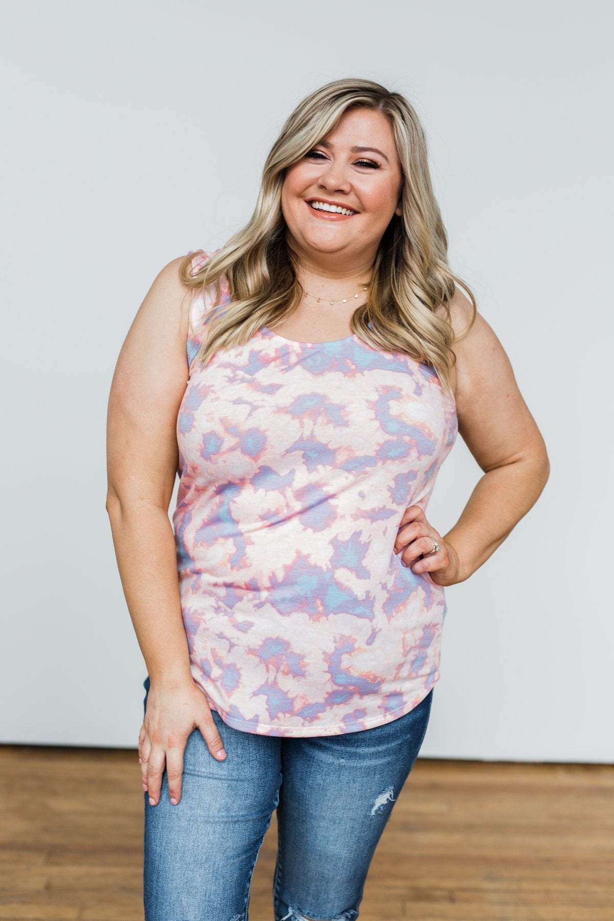 Let Your Smile Shine Tie Dye Tank Top- Pink