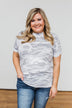 Catching Up With You Camo Top- Grey