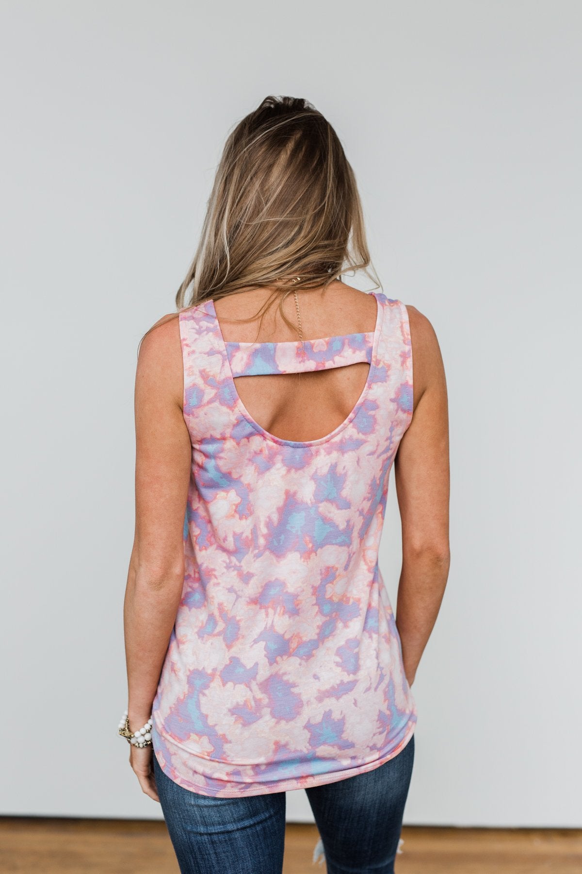 Let Your Smile Shine Tie Dye Tank Top- Pink